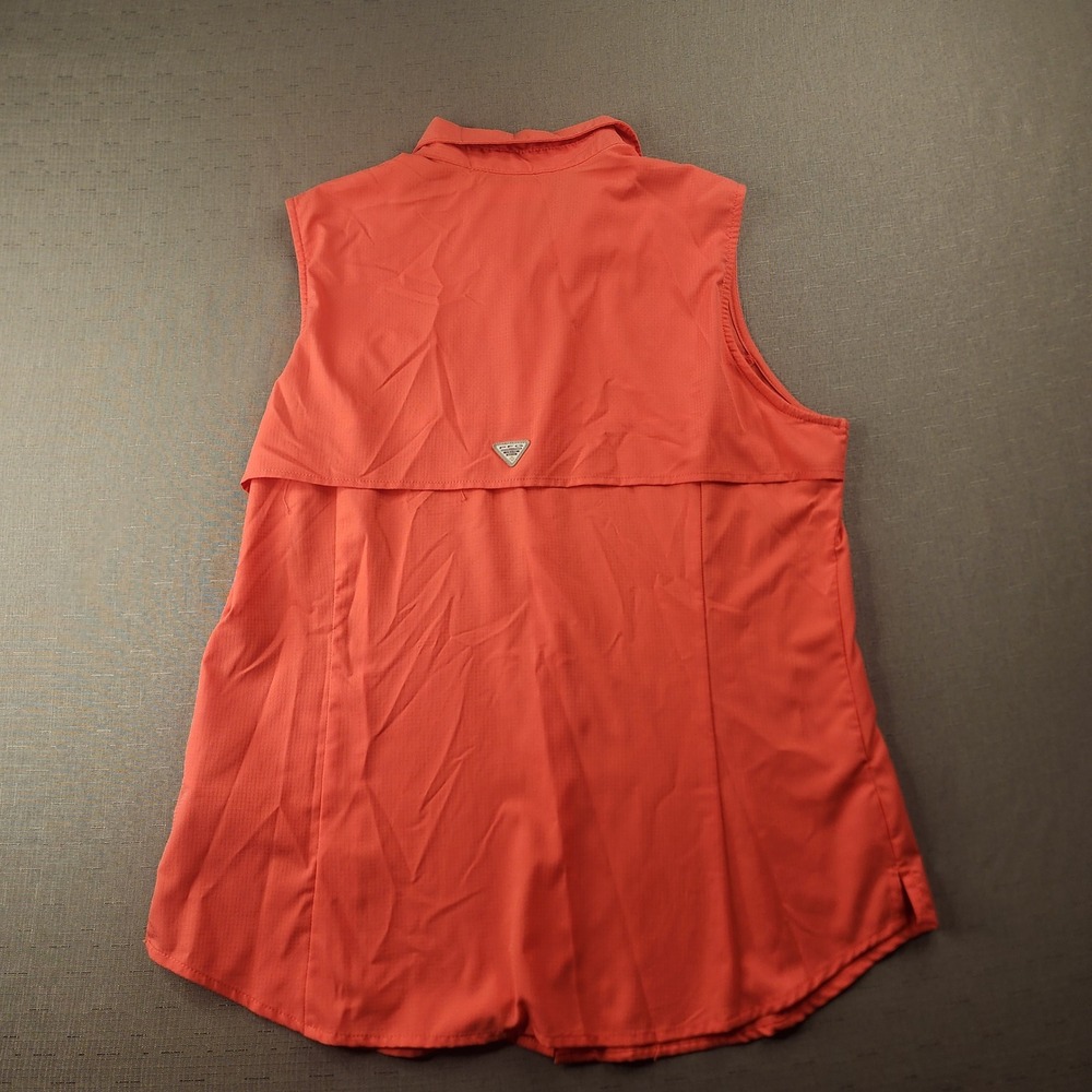 Columbia PFG Sleeveless Fishing Shirt Orange Coral Outdoor Hiking Tank Top Large
